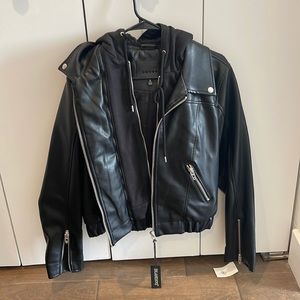 BLANK NYC LEATHER JACKET WITH REMOVABLE HOOD NEW WITH TAGS